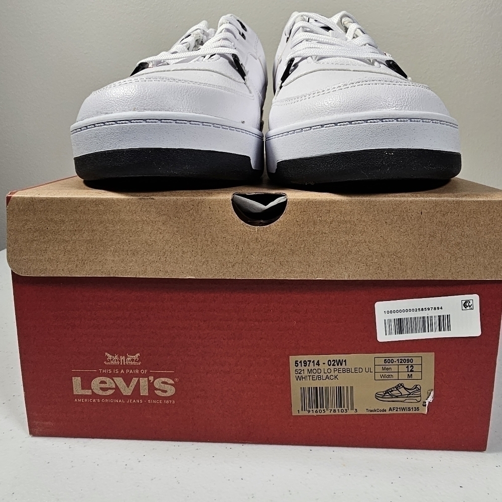Levi's Mens 521 Mod Lo Pebbled Sneakers Low Top Casual White Black Size 12M - Picture 16 of 16